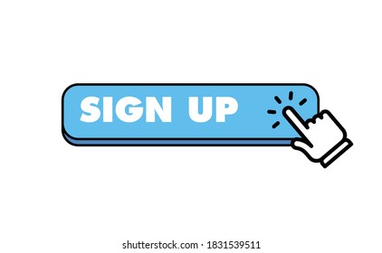 Botón de registro con un icono de clic a mano.