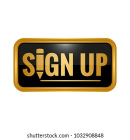 sign up button icon on white background. Vector illustration