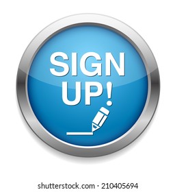 Sign up button or icon with reflective