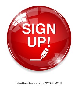 Sign up button or icon with reflective