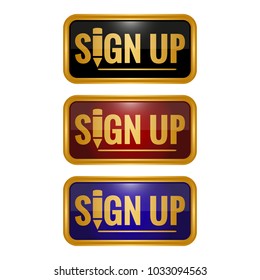 sign up button icons on white background. Vector illustration