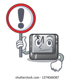 With sign button M on a keyboard mascot
