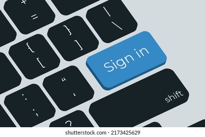 Sign in button on keyboard keys vector