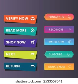 Sign Up and Sign In Button Set Flat Design on White Background.