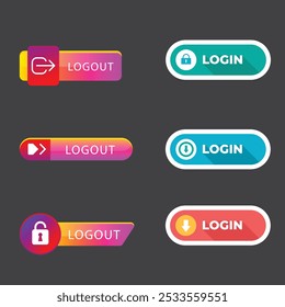 Sign Up and Sign In Button Set Flat Design on White Background.