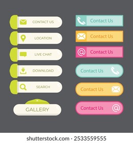 Sign Up and Sign In Button Set Flat Design on White Background.