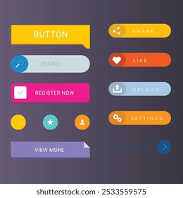 Sign Up and Sign In Button Set Flat Design on White Background.