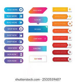 Sign Up and Sign In Button Set Flat Design on White Background.