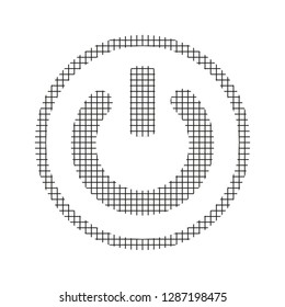 Sign button to turn on hardware, black on a white background, squares, vector