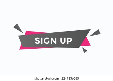 Registrieren Sie sich auf Knopfvektorgrafik.sign-Label-Sprachblase 
