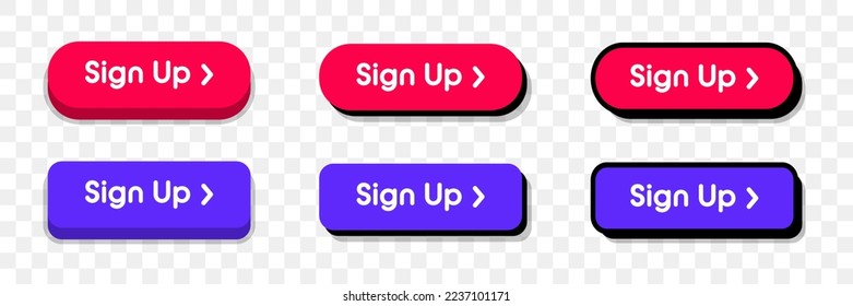 Sign up buttons. Sign in, sign up web buttons set. User interface web buttons in flat style. Login or signing up buttons. Vector illustration for UI, mobile app, web