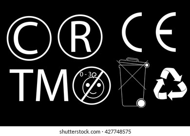 Sign - C R, waste, TM , E, Recycling, Waste, and Baby Hazard
