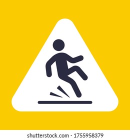 The sign can be slipped carefully. the fall of man. flat vector illustration.