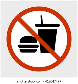 a sign can not eat and drink, round sign, editable vector image