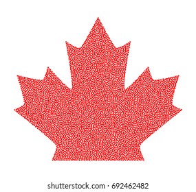 Sign canada red maple leaf stipple. Dotted pixel Abstract maple leaf red shades. Vector illustration