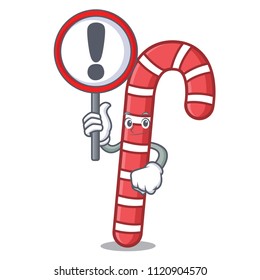 With sign candy canes character cartoon