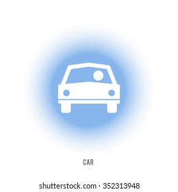 Sign of car with driver in front. Vector illustration.