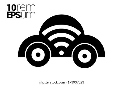 Sign for car with wireless network on white background. Vector illustration.