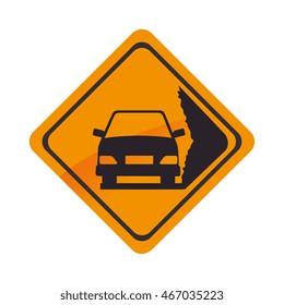 sign car yellow precaution caution symbol risk vector graphic isolated and flat illustration