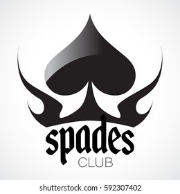 Sign card suit spades. Vector illustration.