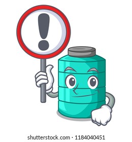 With sign cartoon big industrial water tank container