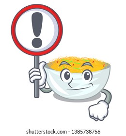 With sign cartoon fried noodles in a pan