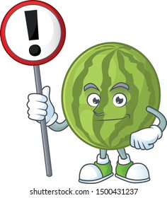 With sign cartoon watermelon isolated on white background