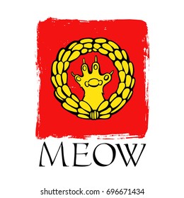 Sign of cat's fidelity.Hand drawn vector illustration.
