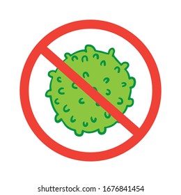Sign caution coronavirus 2019-nC0V Outbreak. Stop pandemic COVID-19 microbe. The virus attacks the respiratory tract, infections medical health risk. Travel Alert concept. Flat simple cartoon style