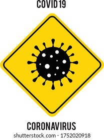 Sign caution coronavirus. Stop coronavirus, Coronavirus Bacteria Cell Icon, 2019-nCoV Novel Coronavirus Bacteria Covid 19. Isolated Vector Icon, drawing, illustration.