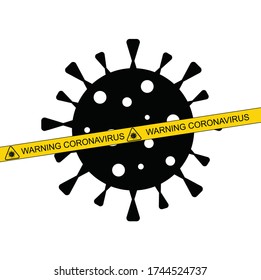 Sign caution coronavirus. Stop coronavirus, Coronavirus Cell Icon, 2019-nCoV Novel Coronavirus, Covid 19. Isolated Vector Icon, drawing, illustration.