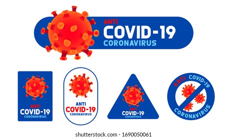 Sign caution coronavirus, Stop coronavirus, COVID-19 prohibition signs concept.