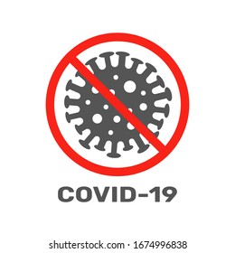 Sign caution coronavirus. Stop coronavirus. Coronavirus danger and public health risk disease and flu outbreak.  Pandemic medical concept with dangerous cells. Vector illustration. EPS 10
