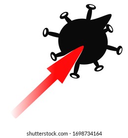 Vorsicht ist geboten.Stopp des Coronavirus. Koronavirus-Gefahr und Risiko für die öffentliche Gesundheit und Grippe-Ausbruch. Pandemiekonzept mit gefährlichen Zellen.Vektorillustration