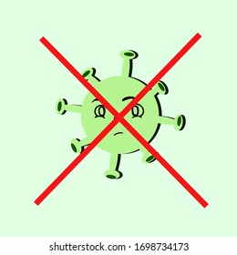 Sign caution coronavirus. Stop coronavirus. Coronavirus danger and public health risk disease and flu outbreak. Pandemic medical concept with dangerous cells.Vector illustration