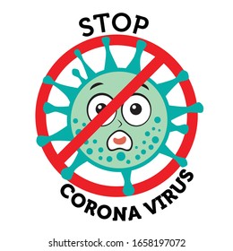 Sign caution coronavirus. Stop coronavirus. Coronavirus outbreak. Coronavirus danger and public health risk disease and flu outbreak. Pandemic medical concept with dangerous cells. Vector illustration