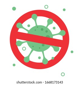 Sign caution coronavirus. Stop coronavirus. Coronavirus outbreak. Coronavirus danger and public health risk disease and flu outbreak. Pandemic medical concept with dangerous cells.Vector illustration