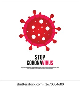 Sign caution coronavirus. Stop coronavirus. Coronavirus outbreak. Coronavirus danger and public health risk disease and flu outbreak. Pandemic medical concept with dangerous cells.Vector illustration