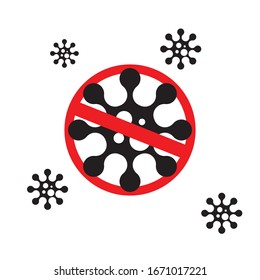 Sign caution coronavirus. Stop coronavirus. Coronavirus outbreak. Coronavirus danger and public health risk disease and flu outbreak. Pandemic medical concept with dangerous cells.Vector illustration
