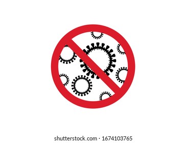 Sign caution coronavirus. Stop coronavirus. Coronavirus outbreak. Coronavirus danger and public health risk disease and flu outbreak. Pandemic medical concept with dangerous cells. Vector isolated