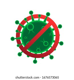 Sign caution coronavirus. Stop coronavirus. Coronavirus outbreak. Coronavirus danger and public health risk disease and flu outbreak. Pandemic medical concept with dangerous cells.Vector illustration