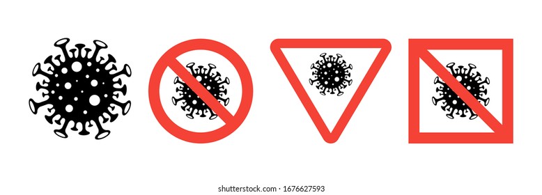 Firme coronavirus cauteloso.Detén el coronavirus. Brote de coronavirus. Peligro del coronavirus y riesgo de enfermedad de la salud pública y brote de gripe. Concepto médico pandémico con células peligrosas.Ilustración vectorial.