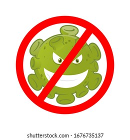 Sign caution coronavirus. Stop coronavirus. Coronavirus outbreak. Coronavirus danger and public health risk disease and flu outbreak. Pandemic medical concept with dangerous cells.Vector illustration