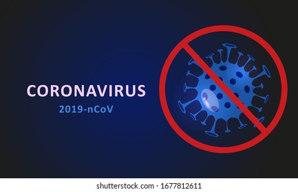 Sign caution coronavirus. Stop coronavirus. Coronavirus outbreak. Coronavirus danger and public health risk disease and flu outbreak. Pandemic medical concept with dangerous cells.Vector illustration.