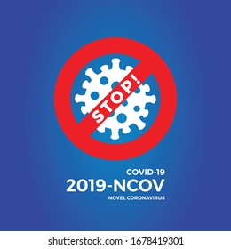 Sign caution coronavirus. Stop coronavirus. Coronavirus outbreak. Coronavirus danger and public health risk disease and flu outbreak. Pandemic medical concept with dangerous cells.Vector illustration