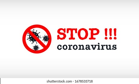 Signo Cautela Coronavirus. Paren Coronavirus.Brote de Coronavirus. Peligro del Coronavirus. Enfermedad de riesgo de salud pública y brote de gripe. Pandemia médica con células peligrosas.Ilustración vectorial.