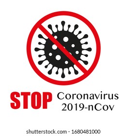 Sign caution coronavirus. Stop coronavirus. Coronavirus outbreak. Coronavirus danger and public health risk disease and flu outbreak. Pandemic medical concept with dangerous cells.Vector illustration