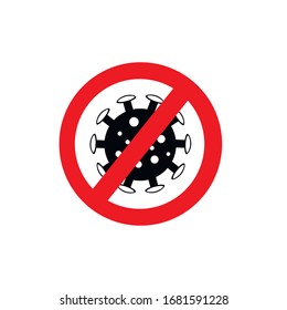 Sign caution coronavirus. Stop coronavirus. Coronavirus outbreak. Coronavirus danger and public health risk disease and flu outbreak. Pandemic medical concept with dangerous cells.Vector