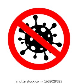 Firme coronavirus cauteloso. Detén el coronavirus. Brote de coronavirus. Peligro del coronavirus y riesgo de enfermedad de la salud pública y brote de gripe.  Concepto médico de pandemia con células peligrosas.Ilustración vectorial
