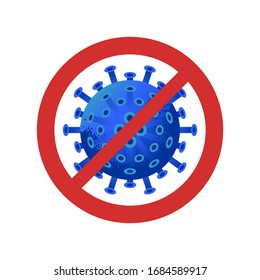 Firme coronavirus cauteloso. Detén el coronavirus. Brote de coronavirus. Peligro del coronavirus y riesgo de enfermedad de la salud pública y brote de gripe. Concepto médico pandémico con células peligrosas.Ilustración vectorial.